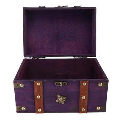 Vintage Treasure Chest Box Wooden Retro Jewelry Storage Box Decorative Treasure Chest for Home