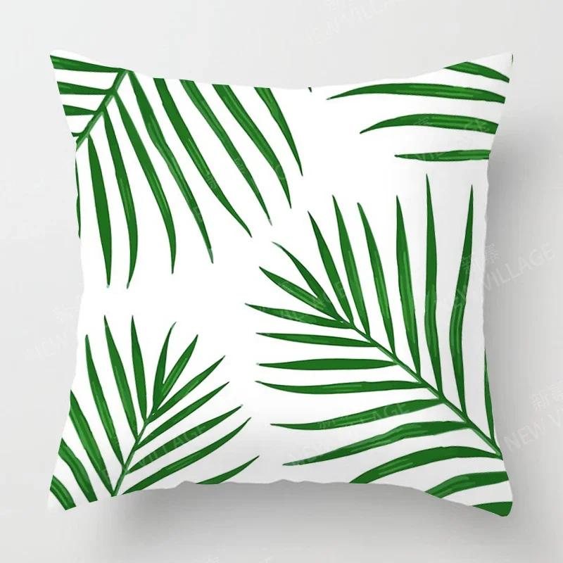 Nordic Fall Home Decor Autumn Throw Pillow Case Sofa Cushion Cover Modern 45X45Cm 45*45 50X50 60X60Cm 40*40Cm Leaf Plant Green