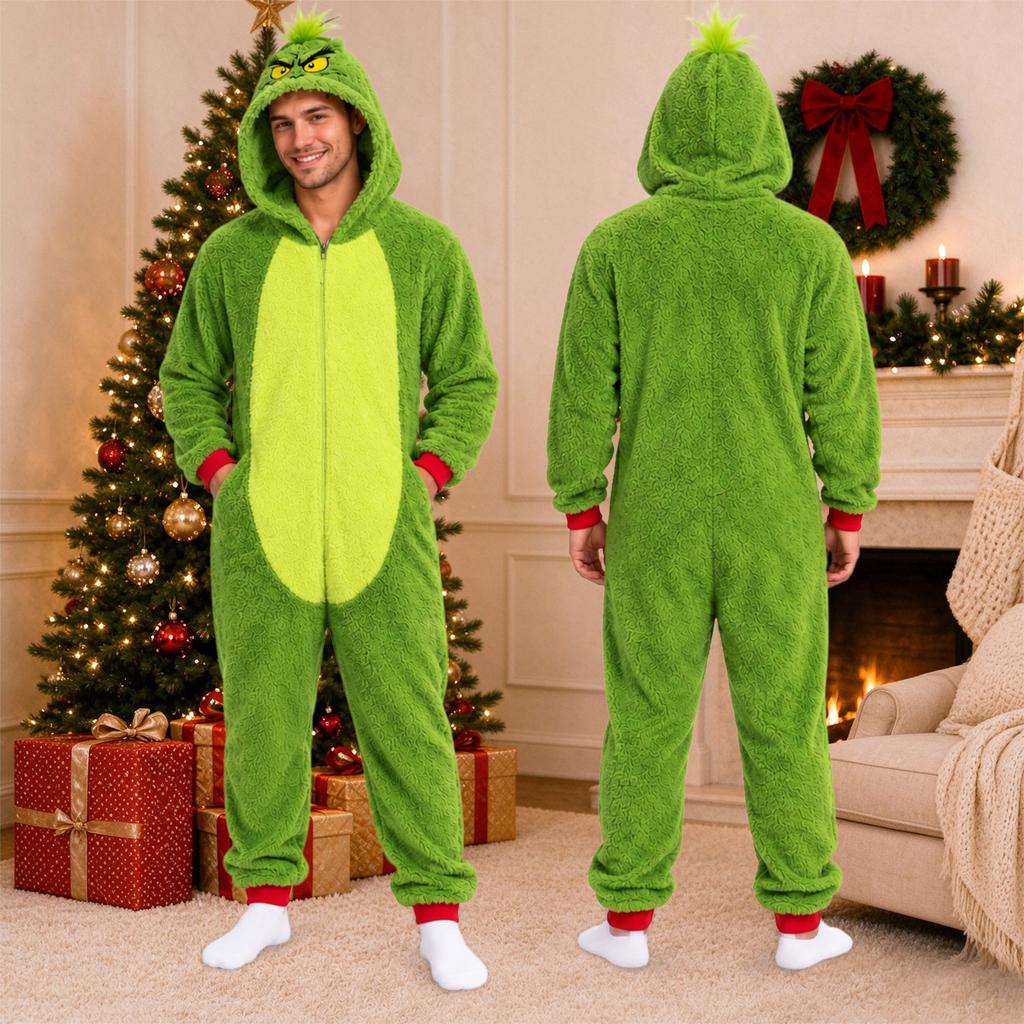 Passendes Weihnachtspyjama-Set für Eltern und Kinder, Weihnachtspyjama im Einteiler für die Familie