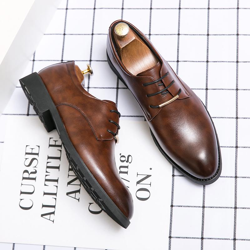 Men's Shoes Spring British Business Small Leather Shoes Men's Casual Nightclub Hairstylist Wedding Leather Shoes Trend Single Shoes