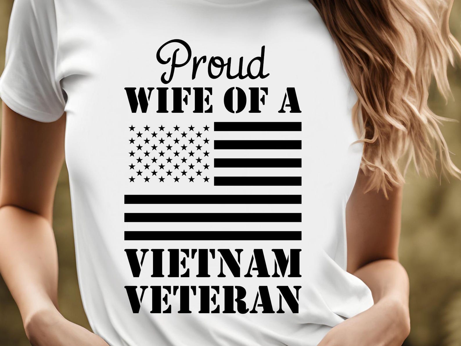 Proud Wife of a Vietnam Veteran Tee, Patriotic Shirt, Unisex Short Sleeve T-Shirt, Veteran Support Apparel, Memorial Day Gift, 7 colors M