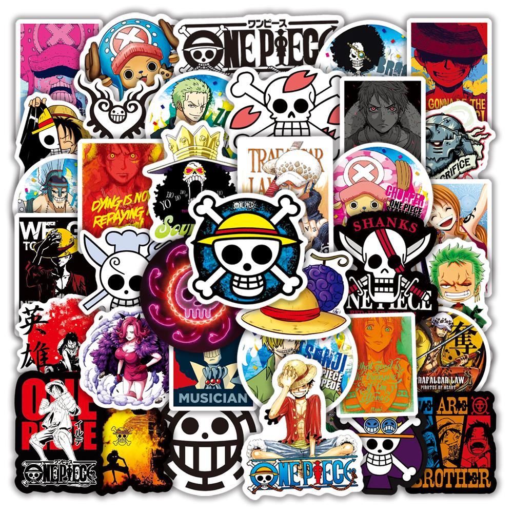50 100Pcs Anime One Piece Stickers Notebook Motorcycle Skateboard Laptop Mobile Phone Case Cartoon Luffy Sticker For Kids Toy