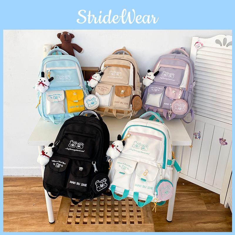 Splicing Blocking Color School Bag Large Capacity Backpack Cartoon Students Gift