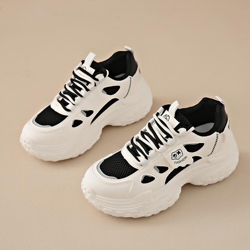 CRLAYDK Designer Chunky Sneakers for Women Lace Up Platform Walking Shoes Ladies Casual Running Sports Mesh Tennis