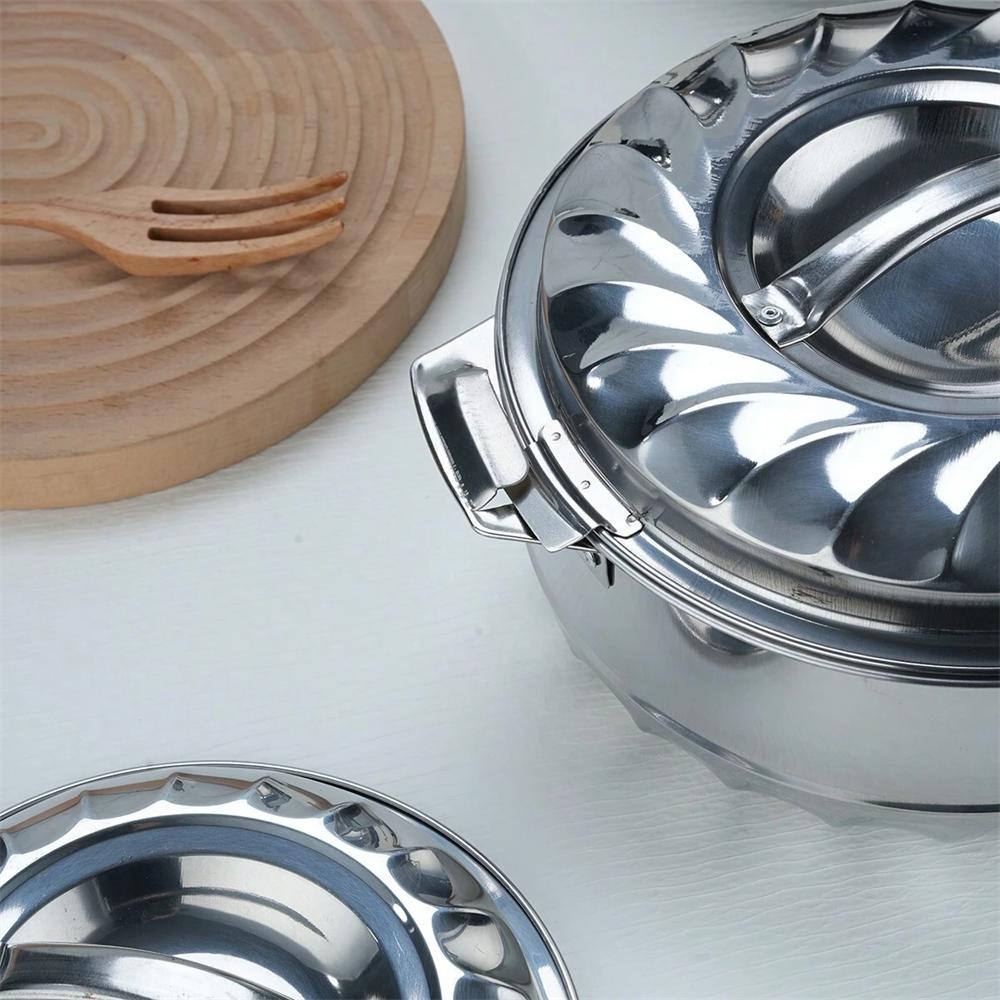 Lily double-layer insulated pot, made of stainless steel, four-piece set, different sizes, for home kitchen and dining table