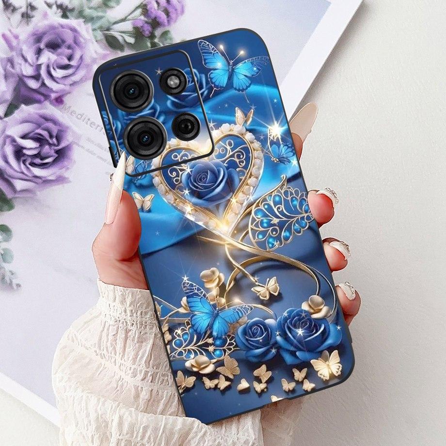 For Motorola G05 G15 Power G35 G55 G75 E15 Phone Case Back Cover Girly Fashion Flower Butterfly Paintong Soft TPU Bumper Fundas