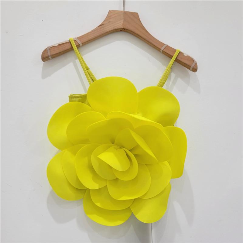 

Трехмерный топ с большим цветком для девочек Pure Hot Girl, женская верхняя одежда для отдыха, облегающий укороченный топ с открытой спиной и высокой талией One Size