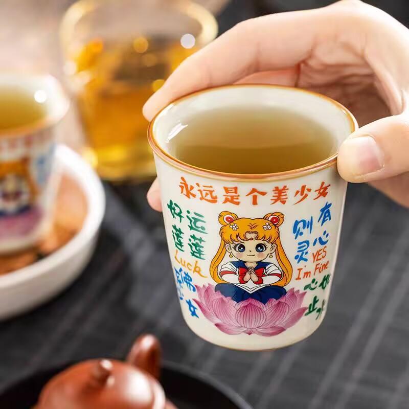 Ru Kiln Beautiful Girl Teacup Master Cup Personal Single Cup Open Film Raising Ceramic Large Capacity Coke Cup Tea Bowl