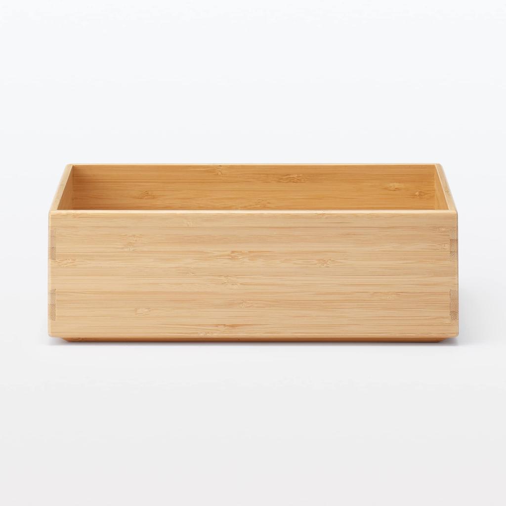 MUJI Stackable Bamboo Rectangular Storage 26cm W X D X Product Number Suitable for Clothing Storage Box, Half, Small, 18.5cm 8.5cm H, 12047261,