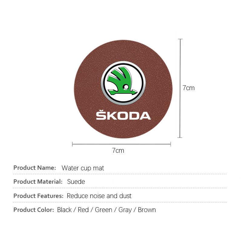 2 Stück Auto Logo Untersetzer Anti-Rutsch Anti-Geräusch Wasserbecher-Pad Für Skoda Octavia Kodiaq Superb Rapid Karoq Fabia Kamiq Citigo Vision