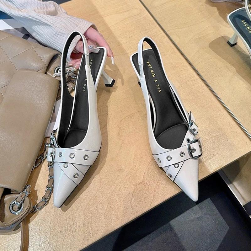 Fashion Designer Summer High Heel Women Sandals Fashion Pointed Toe Singbacks Shoes Ladies Elegant Dancing Party Pumps