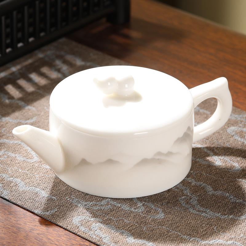 Théière en porcelaine blanche de jade de suif céramique grande capacité pot individuel fait main pot à grande ouverture Hanwa service à thé Kung Fu