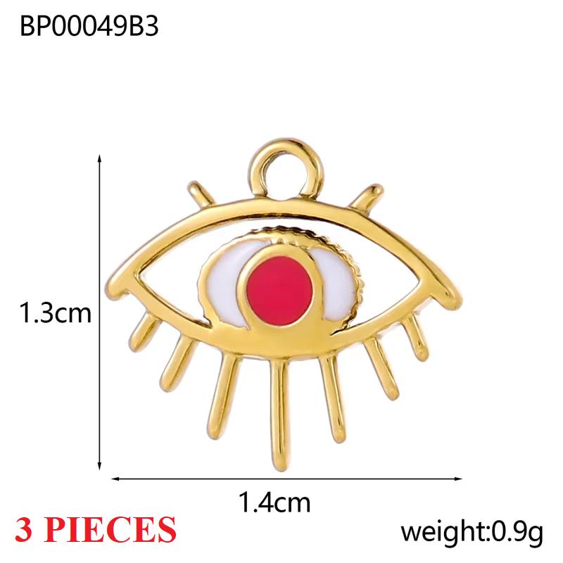 

3PCS/LOT CARLIDANA Gold Plated Stainless Steel Evil Eye Pendants, Oil Drop Charms for Women, Waterproof Hypoallergenic Jewelry