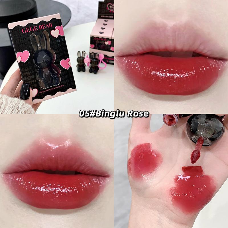Блеск для губ Gege Bear Glossy - Черный, Маленький Кролик, Томатный Осветляющий – Милый, Доступный Студенческий Вечерний Блеск для Губ. 1.8g