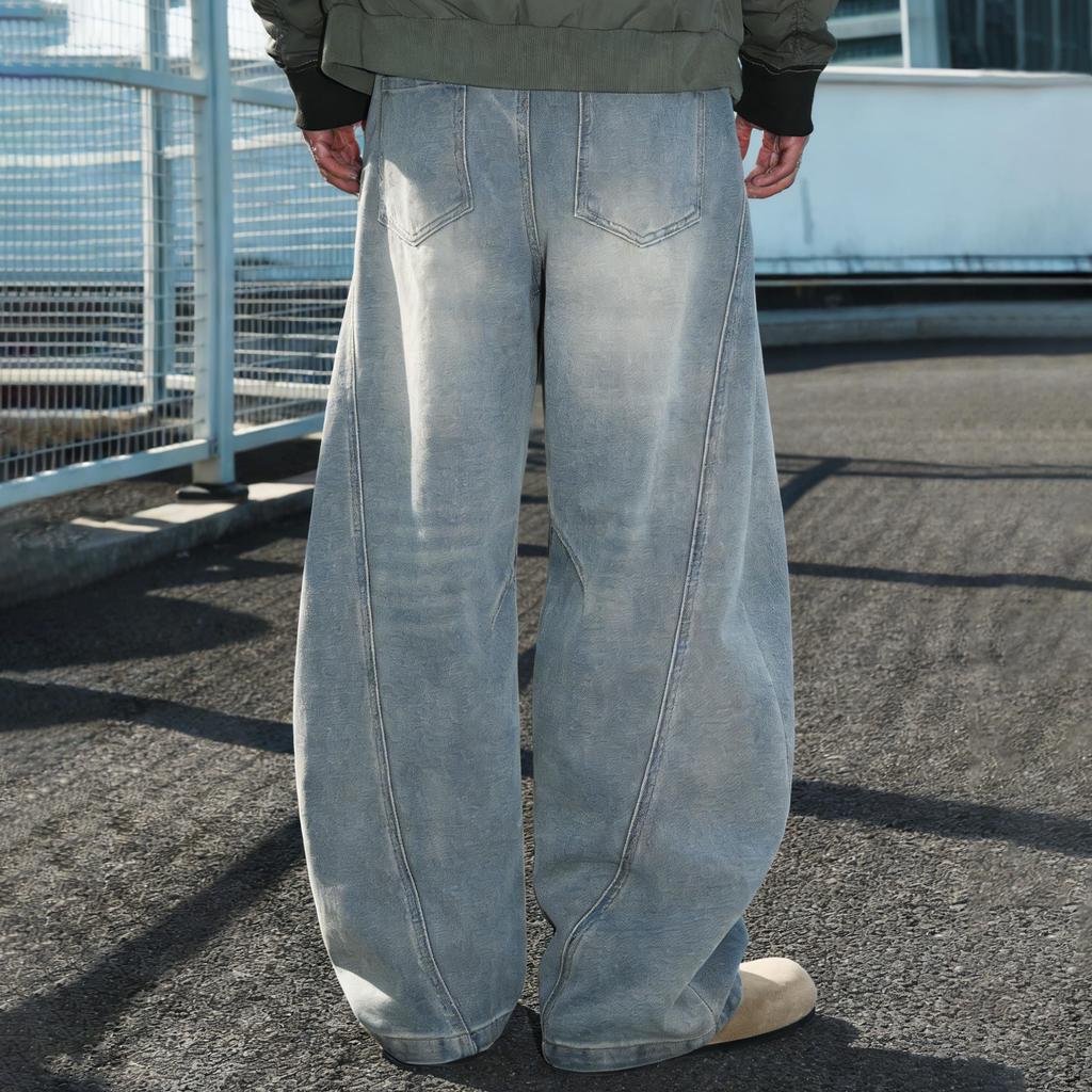 Kayiyasu Denim Loose Streetwear Baggy Solid Adjustable Winter Men's Wide-Leg Pants, Fit, Pants, Casual, Color, Drawstring, Relaxed, Stylish, Spring,