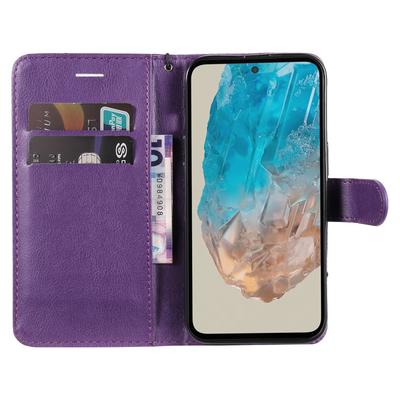 For Samsung Galaxy M35 5G Case Solid Color Leather Mobile Cover Wallet Stand with Strap