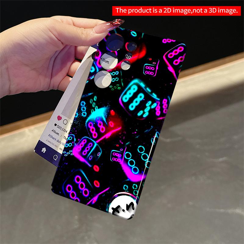 2DFlat Samsung phone case Neon Dice Explosion Phone Case Applicable to Galaxy S23 S24 S25ULTRA S26 A12 A14 A15 A16 A54 A55