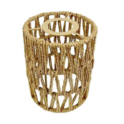 1PC Hand Weave Lampshade Rattan Hanging Lamp Shade Cafe Hotel Light Cover Ceiling Pendant Fixture For Home Restaurant Decors