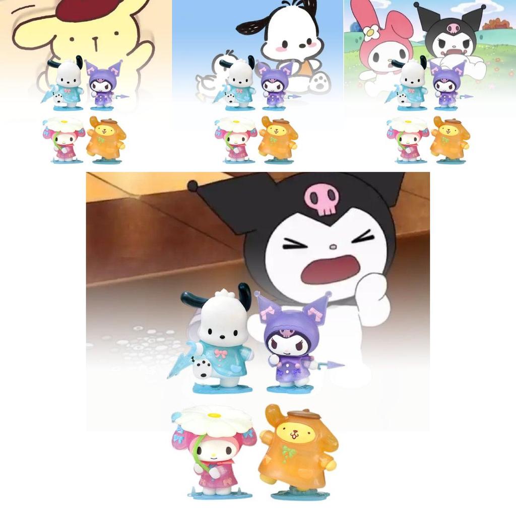 Adorable Sanrio Rainy Day Series Blind Box Figurine Featuring Kuromi And Pochacco Gifts