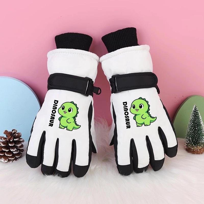 Children's Winter Ski Gloves: Thick, Cold-Proof, Waterproof, Windproof, Non-Slip, Warm Cotton for Ages 3-17.