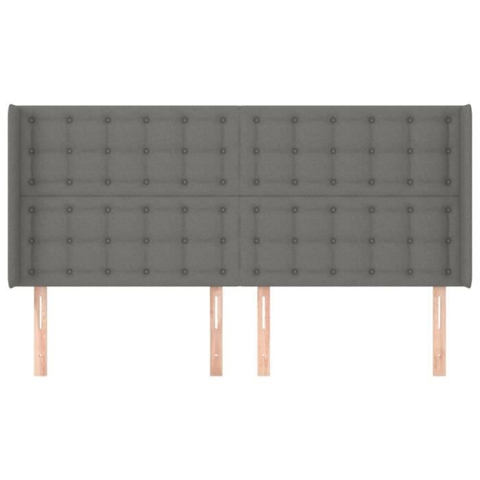 VidaXL Headboard with Ears Dark Grey 163x16x118-128 Cm Fabric3120021