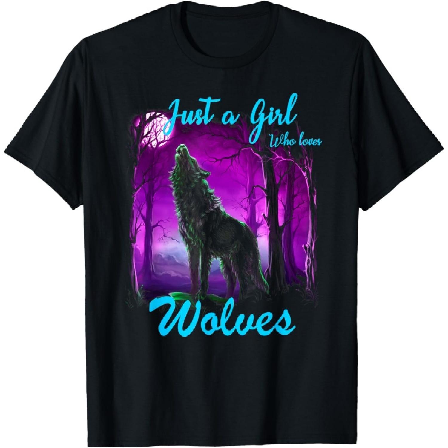 Just a Girl Who Loves wolves - Wolf Shirt for Girls Women T-Shirt S