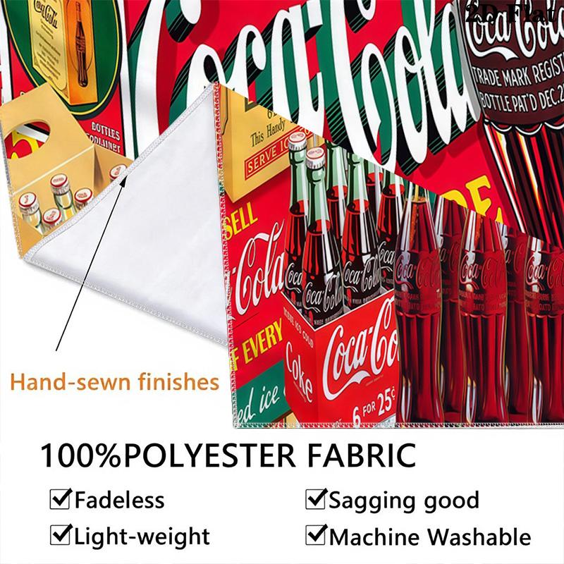 Vintage Cocacola Advertisement Tapestry Wallmounted Background Cloth Soft Background Wall Hanging Cloth Wall Covering Decoration