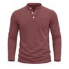 Men S Vintage Washed Long Sleeve Stand Collar Henley Shirt