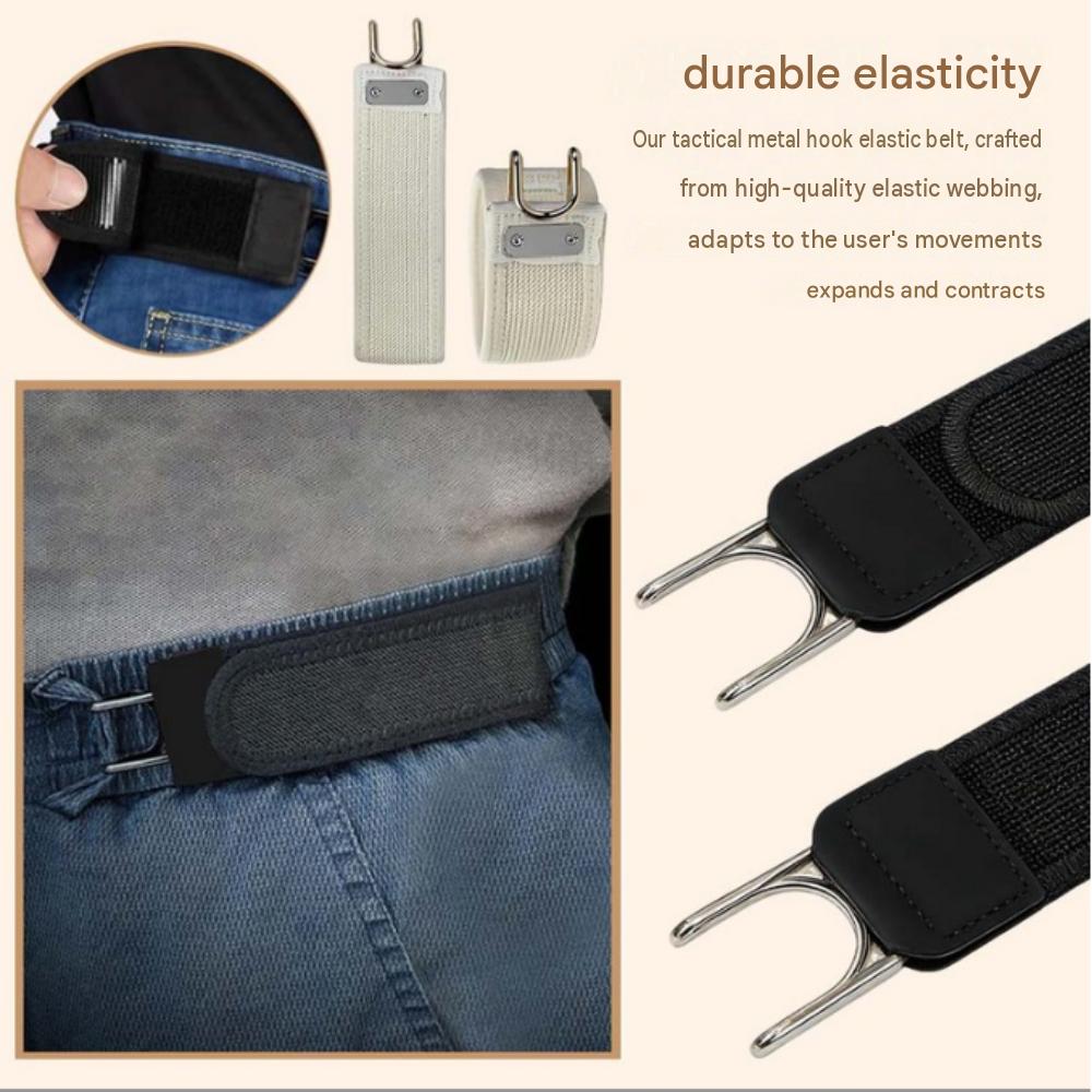 Cintura Elastica con Gancio in Metallo, Cintura Portatile senza Fibbia regolabile comoda/per camminare/viaggio/uso quotidiano