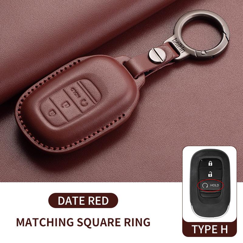 Leather Car Remote Key Case Cover for Honda Civic 11th 2022 for Honda Civic Accord HR-V CR-V CRV 2022 2023 Protector Holder Fob