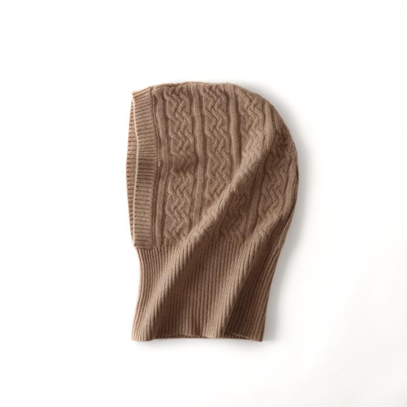 Unisex 100%Wool Knitted Balaclava Winter Ear Face Neck Protect One-Piece Scarf Hat Soft Warm Hooded Beanies Twist False Collar