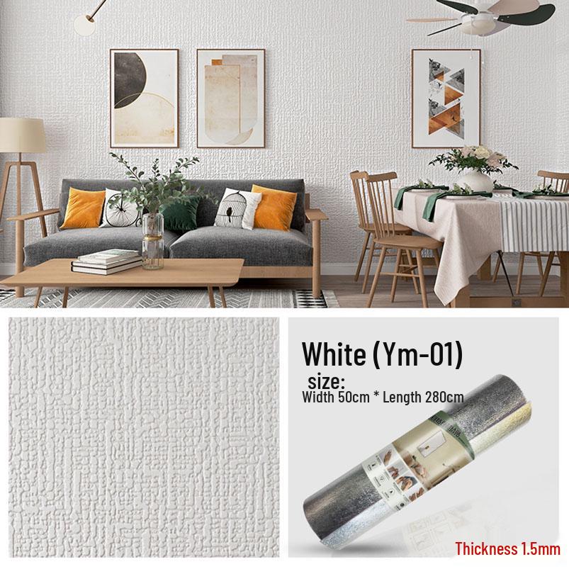 3D Self-Adhesive Linen Wallpaper: Thickened, Moisture-Proof, Light-Blocking, Thermal Insulation, Fire Retardant Aluminum Foil.