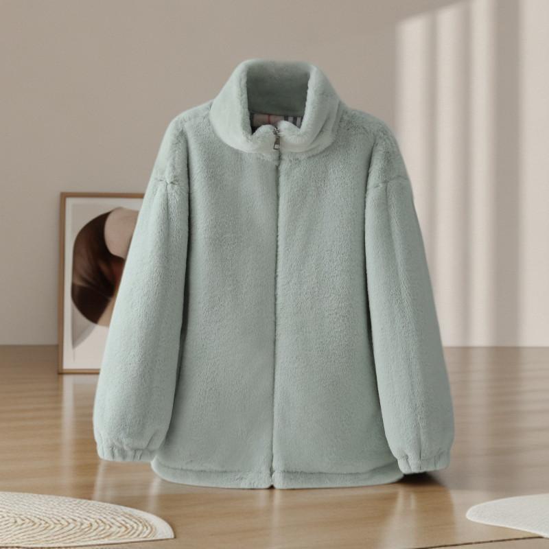 Furry Cotton Padded Jacket for Women Autumn Winter Warm Coat Korean Style Thick Outerwear