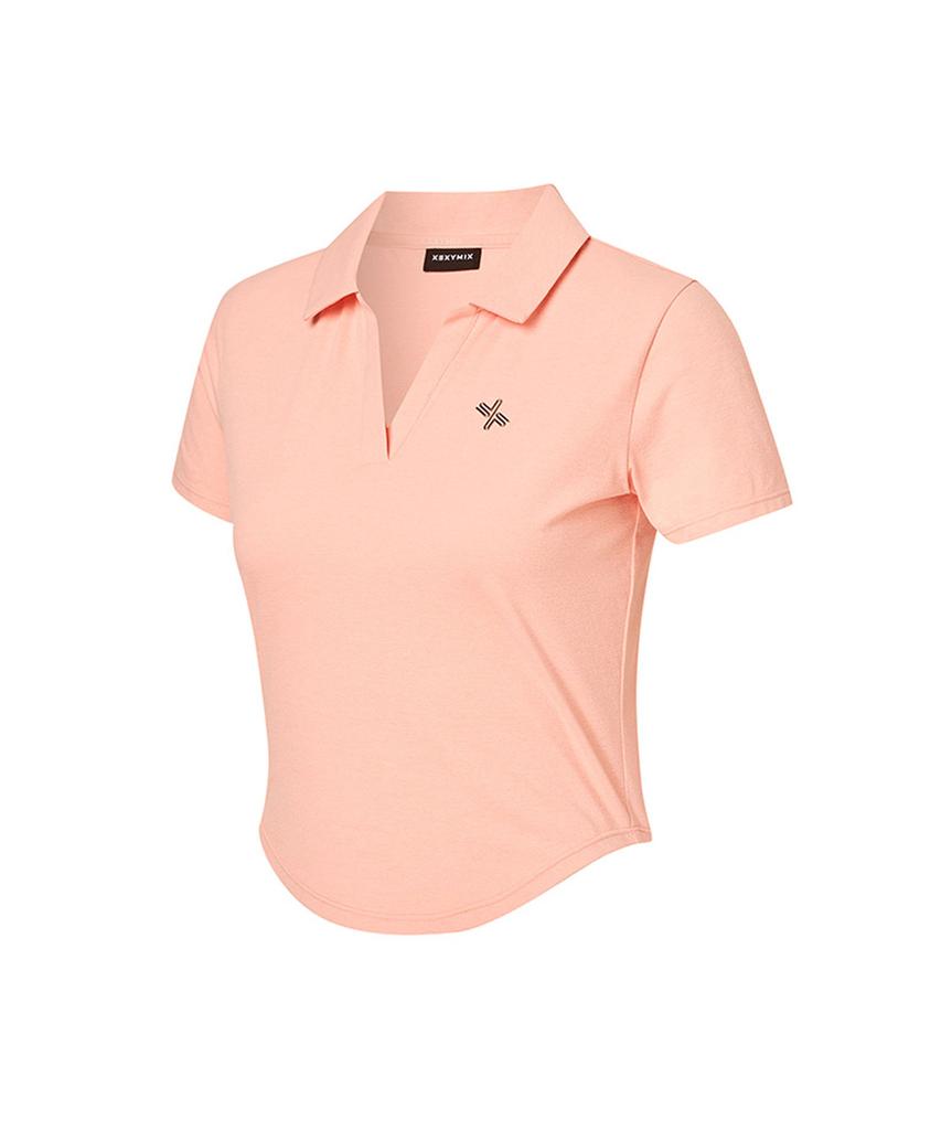 XEXYMIX Eco-Dex Open Collar Short Sleeve Peach Eco Xtfsp01J2
