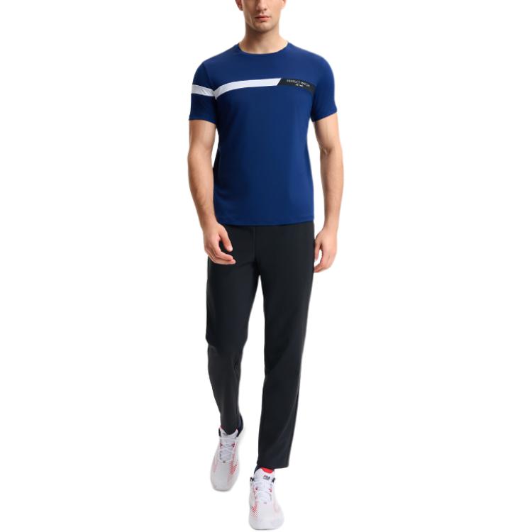 FILA Tennis Series Comfortable Knitted American Color Block Casual Short Sleeve T-Shirt Men Tops Star-Blue A11M513102F-DB