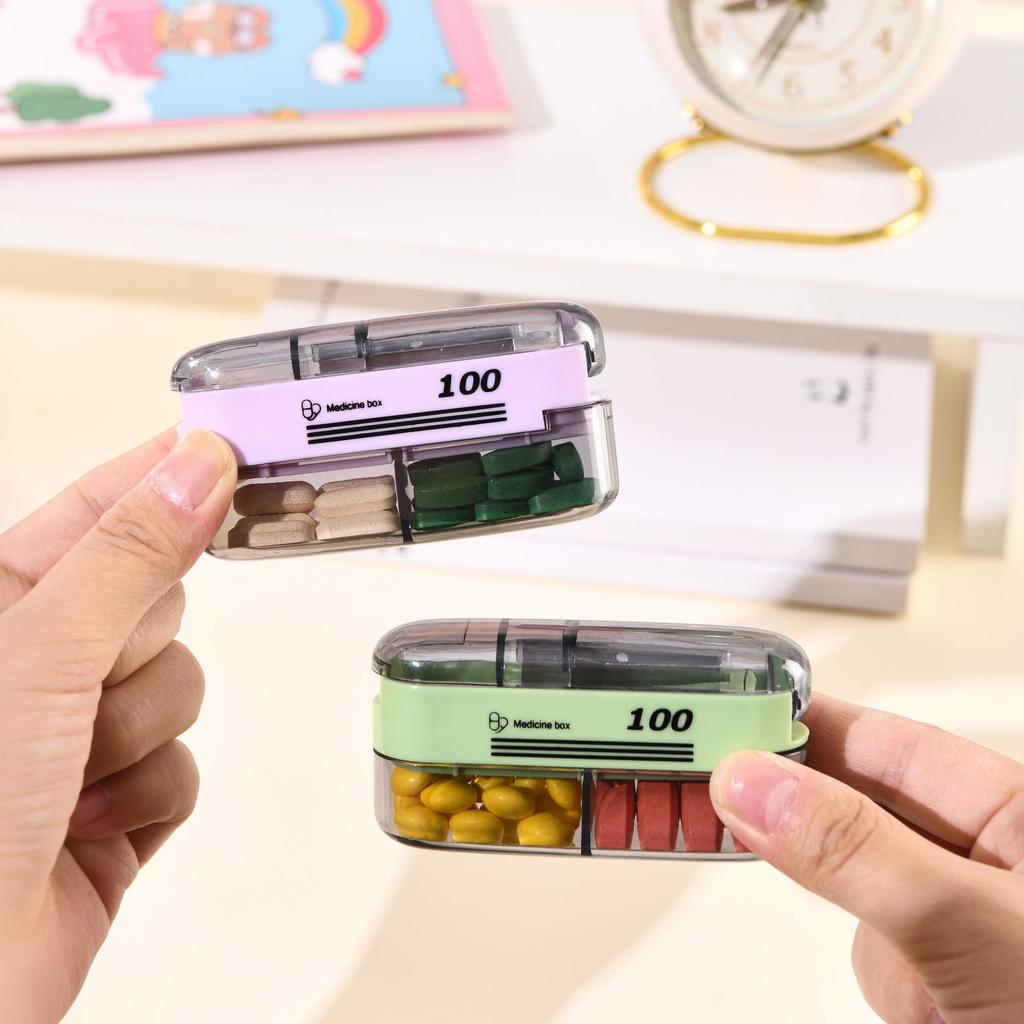 7-Day Portable Pill Organizer with Cutter Multi-Functional Moisture-Proof Medicine Storage Box Trendy Daily Health Management