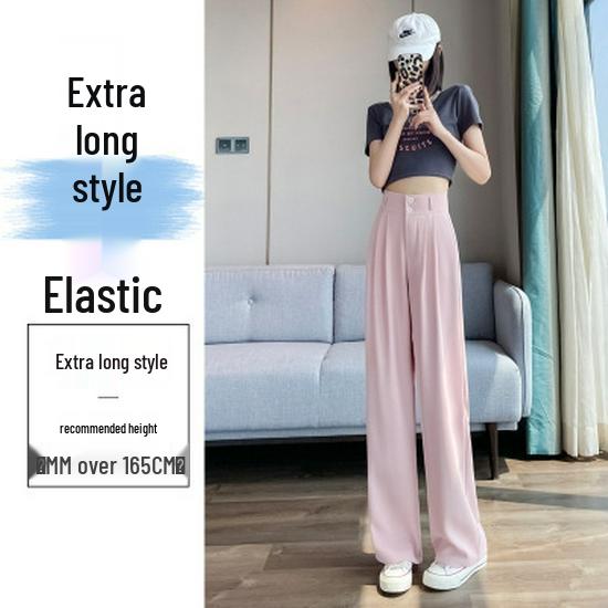 Women's 2025 Spring/Summer High-Waisted White Drape Slimming Wide-Leg Floor-Length Pants