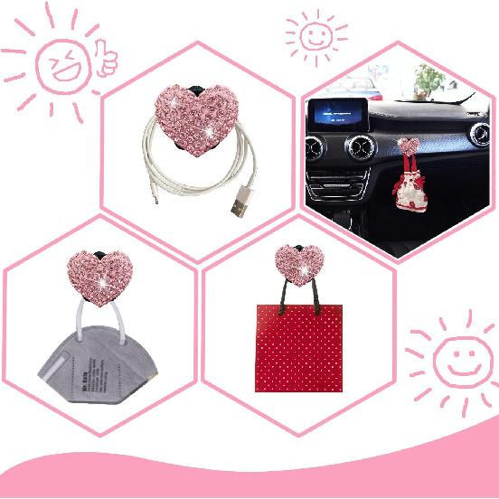 Pink Heart & Butterfly Air Vent Clips, 4 Pcs Bling Heart & Butterfly Air Fresheners Vents Clips Diamond Car Interior Decor Bling Cute Pink Car