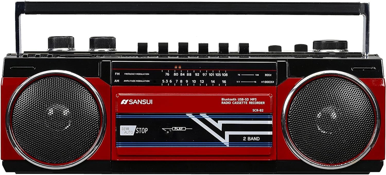 

SANSUI Bluetooth, оснащений радіокасетним програвачем, відтворення MP3 [сумісність з USB/SD] SCR-B2 [RD] червоний