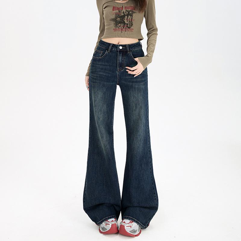 Jeans Donna a Vita Alta Retro Svasati - Snellenti, Gamba Dritta, Vestibilità Larga, Stile Casual per il 2026