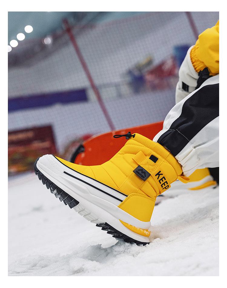 Unisex Winter Anti-Skid Snow Boots, Thickened Cotton, Plus Velvet, Warm, Short Style