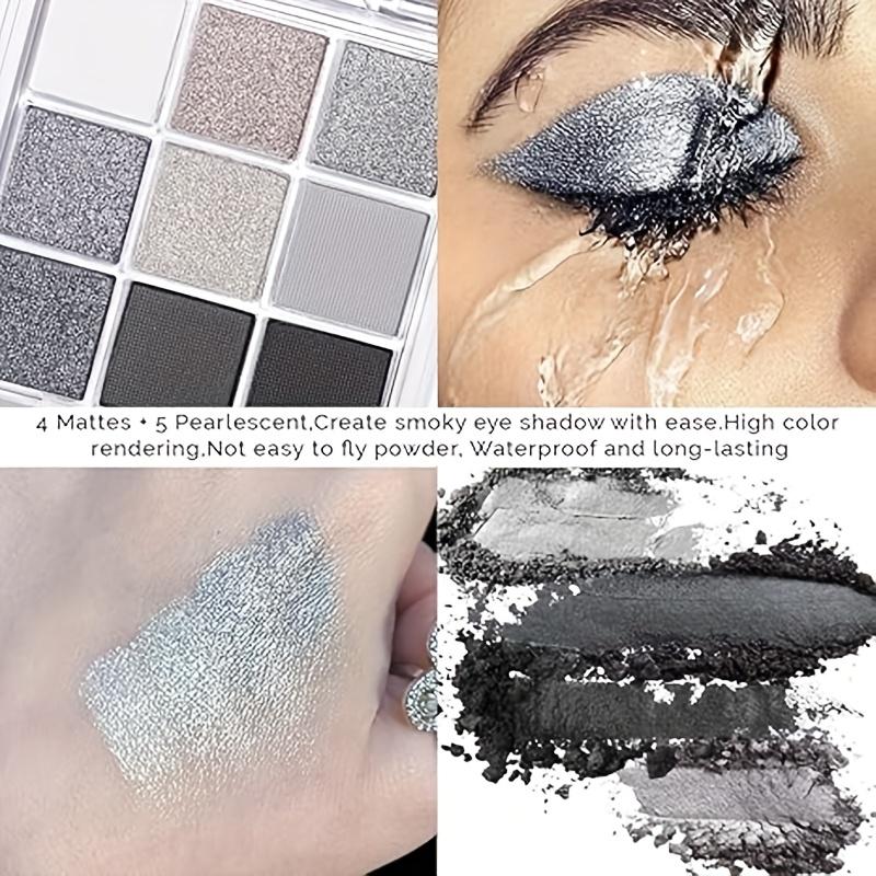 Black Smoky Eyeshadow Palette Long Lasting Waterproof Makeup with Matte Shimmer Finishes, Black White Grey Shades for Day To Night Looks
