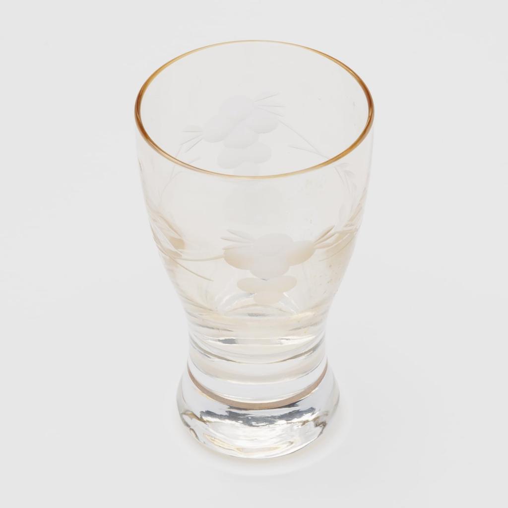 Otsuka Glass "Colorful Poem" Sake Glass, Approximately 70ml, Long Cup, Hana Kiriko Amber Brown, Made In Japan, 07603-15-1AMB-1P