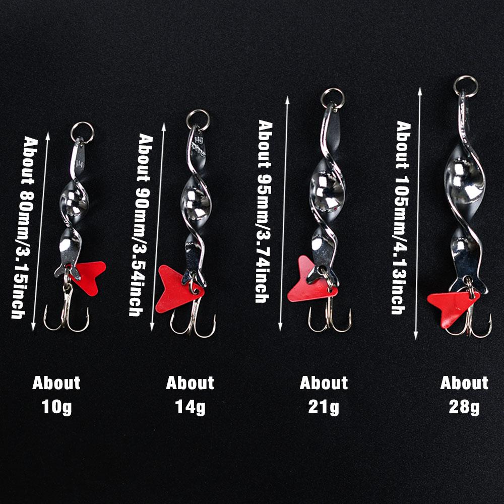 3Pcs Metal Rotating Spinner Spoon Fishing Lures Silver 10g 14g 21g 28g Trout Hard Baits with Treble Hook