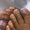 Butterfly Diamond Toe Nail Art - Short French Style