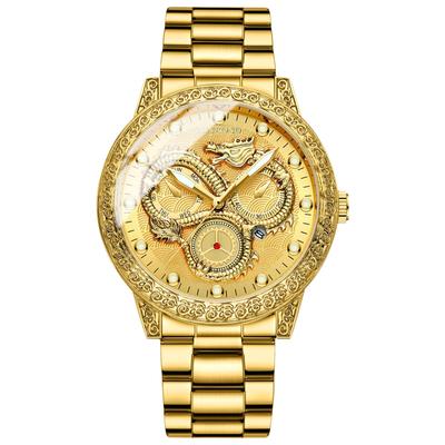 Kinryu Men's Waterproof Watch: Seiko Analog Quartz Replica Watch for Men, Luminous Stainless Steel, Adjustable Level, Stylish Gold