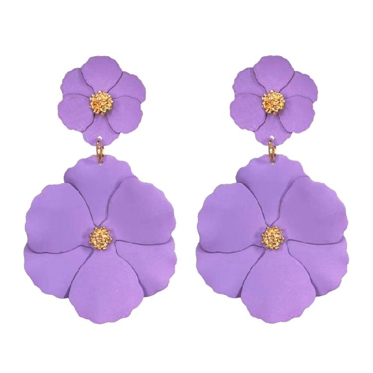 Eye Catching Woman Studs Earrings Flower Pendant Earrings Colorful Ear Jewelry Iron Texture for Matching Fashion Outfits