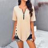 Casual Women's Solid Color Temperament Casual Solid Color Zipper Short-sleeved Tops