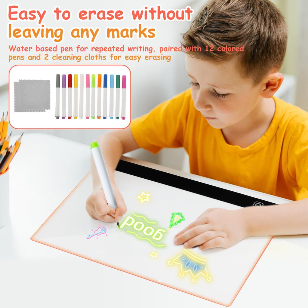 LED Note Board with Colors, Acrylic Dry Erase Board with LED Light, Include, Hanging Chain, Led Drawing Board for Kids Xmas Gift