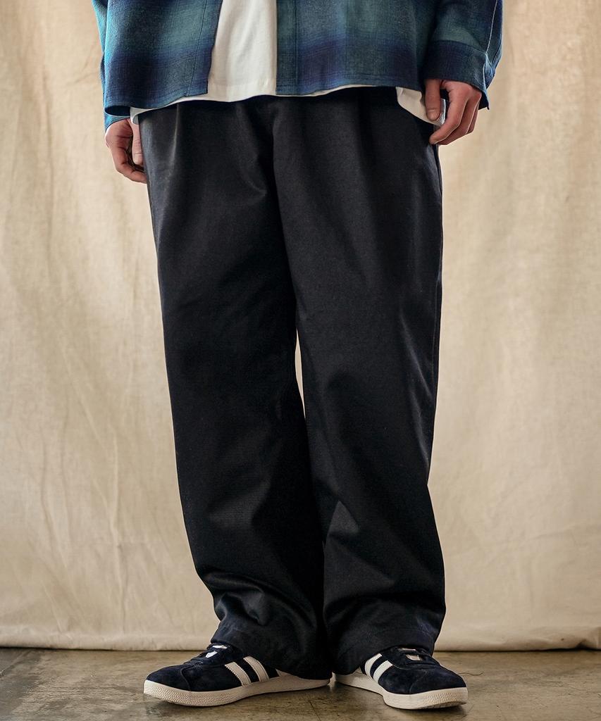 JEMUT Deck One-Pleat Cp Wide Pants Black Solp2602
